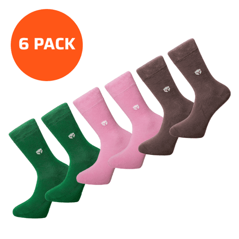 6-Pack 2x Green & 2x Pink & 2x Brown