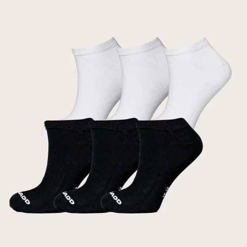 Bamboe sokken Sneakers 3x wit, 3x zwart