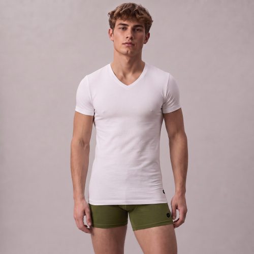 Slim Fit V Hals Wit